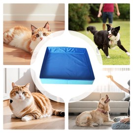 PVC Foldable Pet Swimming Pool, Funny Portable Dog Paddling Pool, Square-Shaped Anti-Slip Save Space Pet Cat Puppy Bathing Tub for Home, Yard, Garden, Patio, Bathroom, Summer Coolness, 50×50cm