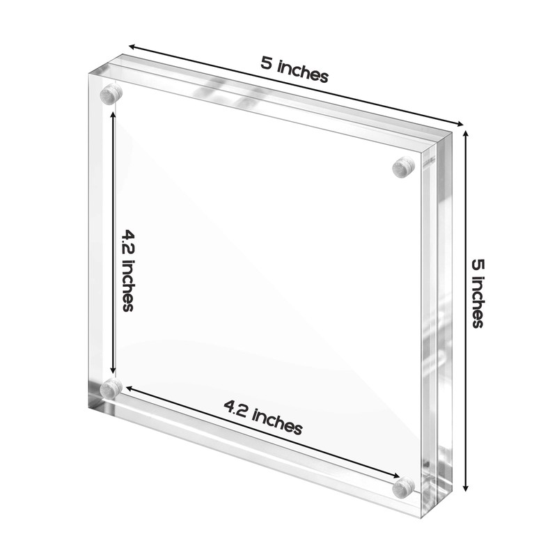 Vowcarol Acrylic 5x5 Picture Frame, Clear Two Sided Display, Free