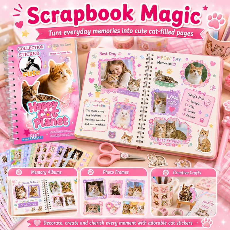Cat Sticker Book with 800+ Cat Meme Stickers, 30 Pages