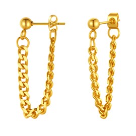 ChainsPro Chain Earrings, Men's, Silver, Ball Earrings, Women's, Round Ball, Dangling, Back Catch, Accessory