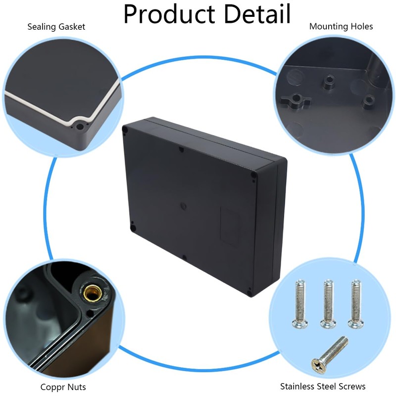 Otdorpatio Project Box IP65 Waterproof Junction Box ABS Plastic Black