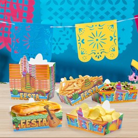 24 Pcs Mexican Food Paper Trays Candy Chips Popcorn Disposable Trays Mexican Theme Birthday Party Supplies