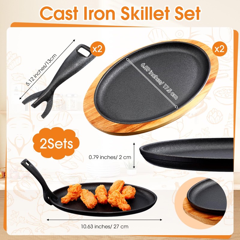 FoldTier 2 Sets Cast Iron Skillet Set 10.63'' x 6.89''