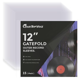 Gatefold Outer Vinyl Sleeves, 12 Inch LP Record Sleeves for 3 Mil Thick Clear Plastic Foldable Album Cover Protector, 15pcs