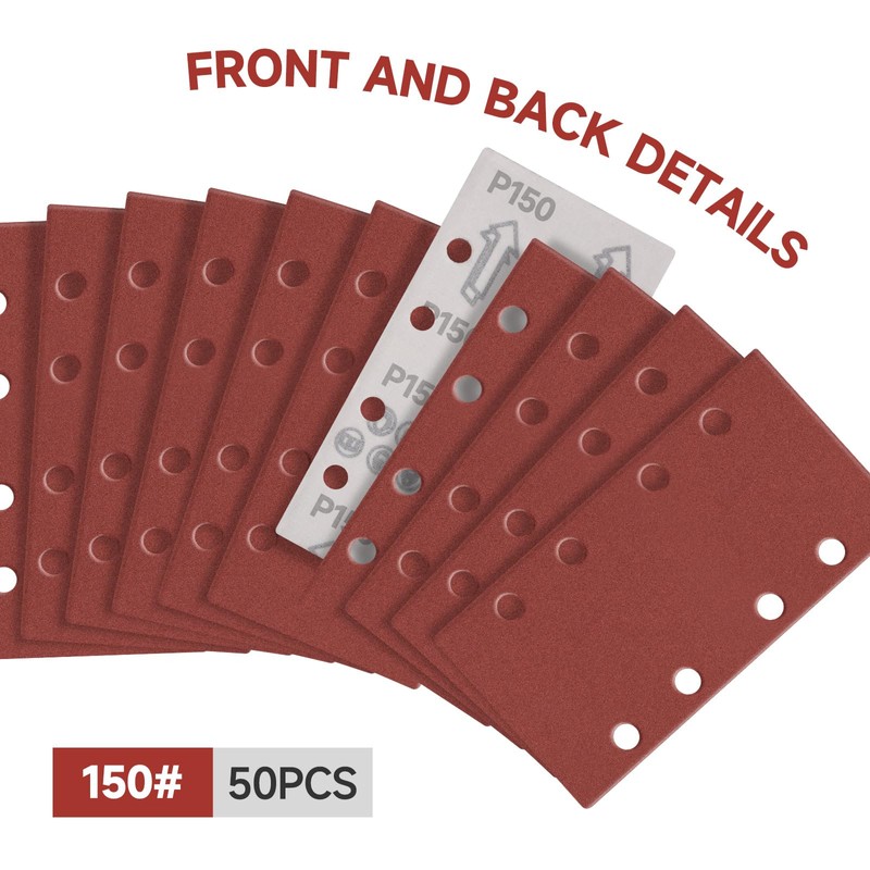 Sruhrak 50 pieces 93 x 185 mm sandpaper set, 150