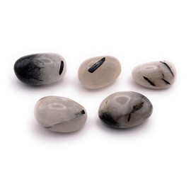 White Tourmalinated Quartz Medium Crystal Tumbled Stone - 1 Pc