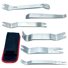 S-NET SN-369-SU Stainless Steel Car Interior Exterior Bar Door Trim Auto Metal Spatula Set of 6 Red