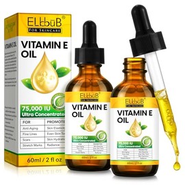 Natural Vitamin E Oil - 75,000 IU Ultra Concentrated - Moisturizes, Fades Scars & Stretch Marks, Anti-Aging & Skin Hydration - For Face, Body, Hair, and Nails (60 ml (Pack of 3))