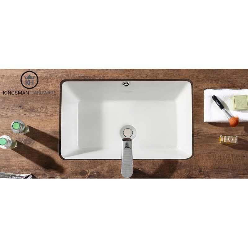 KINGSMAN Rectrangle Undermount Vitreous Ceramic Lavatory Vanity Bathroom Sink Pure