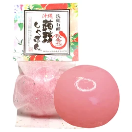Konnyaku Shabon, Okinawa Konnyaku Shabon, Hibiscus (2.8 oz (80 g), Facial Cleansing Soap, Formulated with Ceramide (No Additives, Transparent, Moisturizing), For Dry Skin, Sensitive Skin