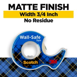 Scotch Wall-Safe Tape, 1 Dispenser Roll, Removable Wall Safe Tape, for Hanging Photos, Art, Décor, 3/4 in x 650 in