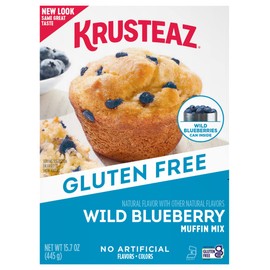 Krusteaz Gluten Free Baking Mix, Wild Blueberry Muffin Mix, Gluten Free Muffin Mix, Made with No Artificial Flavors or Colors, 15.7-Ounce Box (Pack of 2)