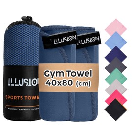 illusion Small Microfibre Gym Towel for Active Sports (40x80cm) - Lightweight Quick Dry Towel - Ideal for Cardio, Cycling, Strength Training, Yoga, and Running, Perfect for Athletes Training Outdoors