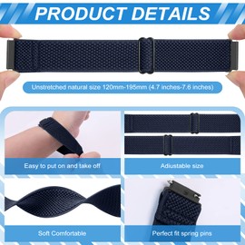 Relting Compatible with 16mm 18mm 19mm 20mm 22mm Watch Bands Quick Release Replacement Wristband,Adjustable Stretchy Nylon Solo Loop Straps Fabric Braided Sport Elastic Bands for Men Women