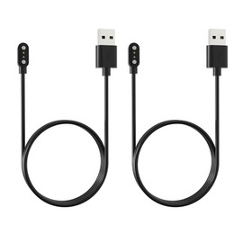 FYAKSYAS Upgraded 2 Pack 2-Pin Universal Black USB Data Charging Cable with Magnetic Charger Charging Mode for Smart Watch 2.84mm