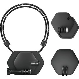TELESIN Magnetic Snap Strap Holder Neck&Chest Mount for GoPro Hero 13/12/11/10/9/8, Insta360 Series, DJI Osmo Action 5 Pro 4, with 360° Quick Release Base, Nano Viscose Mount, Selfie Stick Adapter Kit