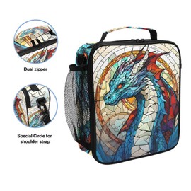 ZOEO Dragon Bohomia Lunch Box Insulated Lunch Bags for Kids Cooler Tote Meal Adjustable Shoulder Strap Men Women Children School Office Work Picnic