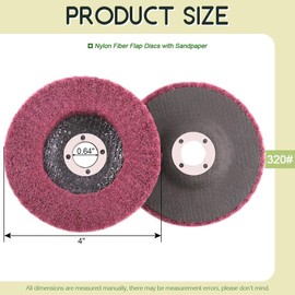 Keadic K-391 6PCS 4 Inch 320 Grit Red Nylon Fiber Flap Discs Perfect for Paint Remove & Stainless Steel Tube Polishing