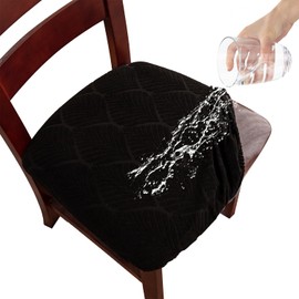 Laurraine Waterproof Dining Chair Seat Covers Set of 4, High Stretch Dining Chair Seat Cushion Slipcovers Washable Seat Protector for Banquet, Kitchen, Party, Hotel (black)