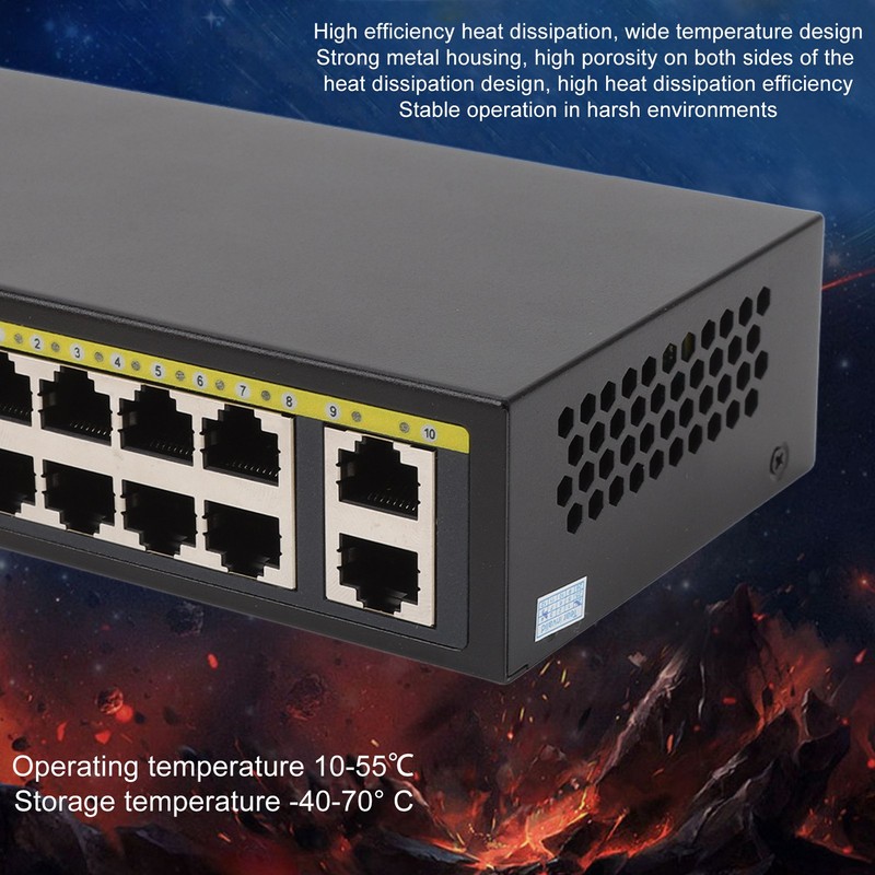 AI POE Switch 8 POE Ports and 2 Uplink 100Mbps