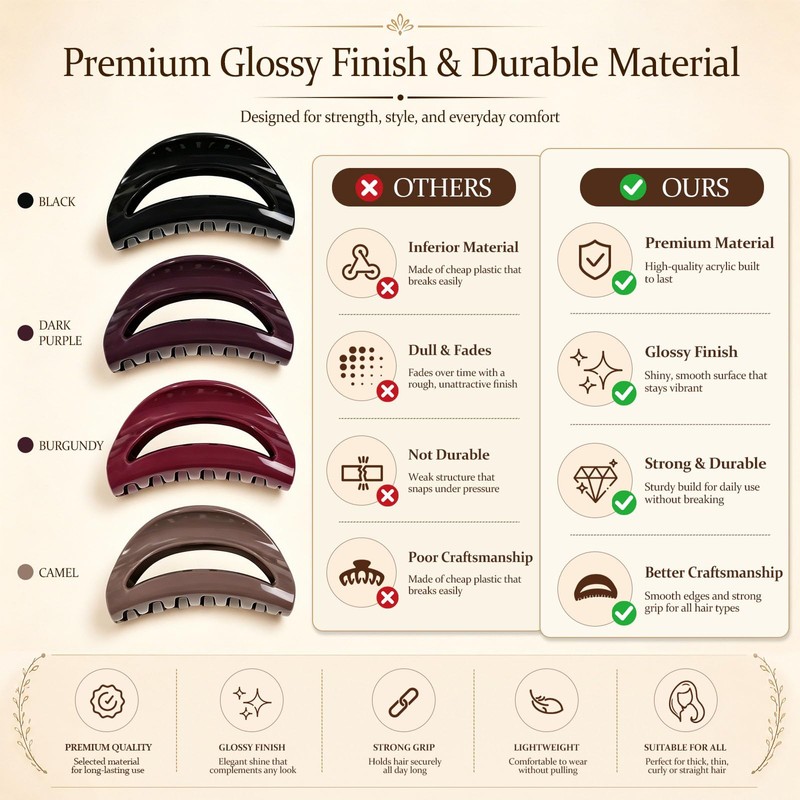 4Pcs Silicone Claw Clips for Women, Soft Flexible Cloud Claw