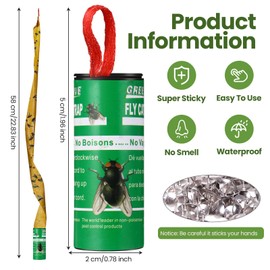 Qualirey 160 Pack Fly Strips Sticky Fly Trap Indoor Outdoor Hanging Ribbon Tape Paper Flying Insect Trap Gnat Killer Traps Catcher for Fruit Flies, Bug, Insect, Pest (Green)