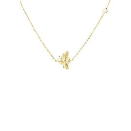 LATELITA Queen Bee Choker Necklace 18ct Gold Plated Sterling Silver Lab Created Round Cubic Zirconia Gold White Animal Inspired