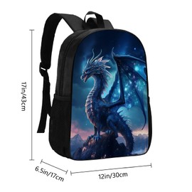 DOINBEE Dragon Backpack Blue Galaxy Dragon Boys School Backpack, Cool Dragon Animal Book Bag for Kindergarten Elementary Middle School Kids, Lightweight Casual Travel Hiking Laptop Daypack, 17"