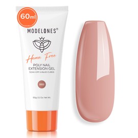 modelones Poly Nail Gel, Hema-Free 60ML Natural Nude Poly Extension Gel Nail Enhancement Thickening All Seasons Neutral Skin Tones Builder Overlays Home DIY Salon