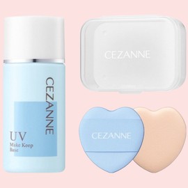 Cezanne Make Keep Base + Mini Heart Puff 2p Set, Light Blue (Base), 1 Set / 세잔느 메이크 킵 베이스 + 미니 하트 퍼프 2p 세트, 라이트블루(베이스), 1세트