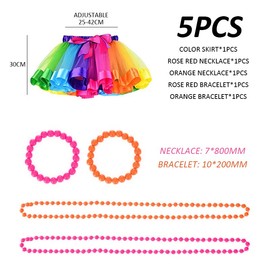 1-Pack Colorful Tutu, 80's Clothing Accessory Set, Neon Necklace, Bracelet, Women's Tutu for Makeup Party, Show, Bar, Band Performance