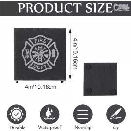 PRINT & SIGN SOLUTIONS FIRE FIGHTER Graphic Rendering Slate Coaster Laser Engraved FIRST RESPONDERS