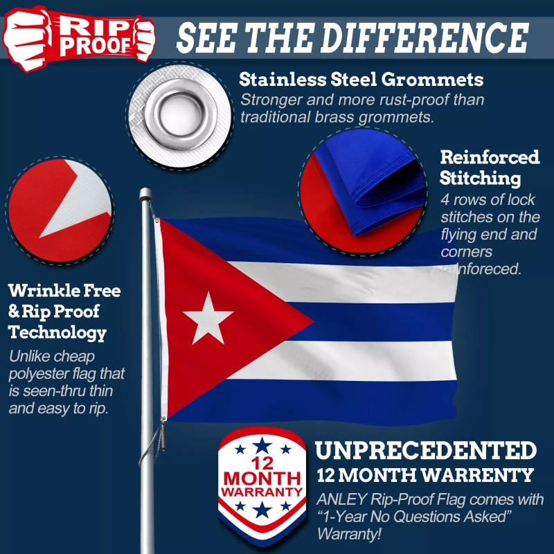 Anley Rip-Proof Double Sided 3-Ply Cuba Flags 3x5 Ft Cuban
