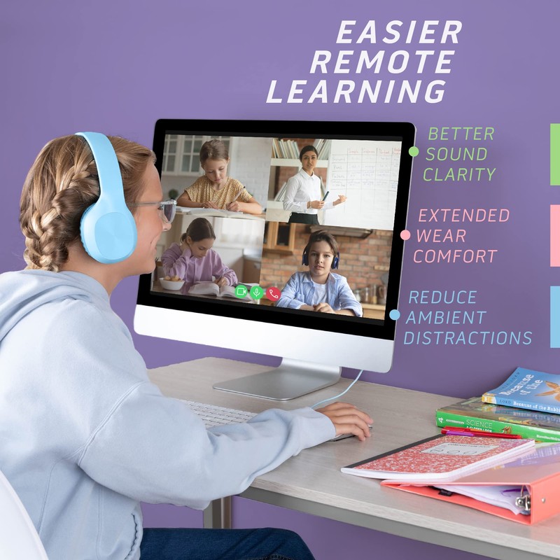 Sonitum Kids Headphones for School Bulk Set 5-Pack On-Ear, 3.5mm,
