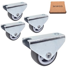 SKIR'CO Pack of 4 Small 30 mm Furniture Castors Rubber Castors Non-Swivel Fixed Castors Oneway Direction (4)