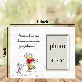 AKFVNSFK Pooh Bear Picture Frame, Cute Gifts for Friends Couples Baby, Pooh Nursery Decor, Some Paths Destined to Cross Photo Frame for 4 x 6 Inch Photo
