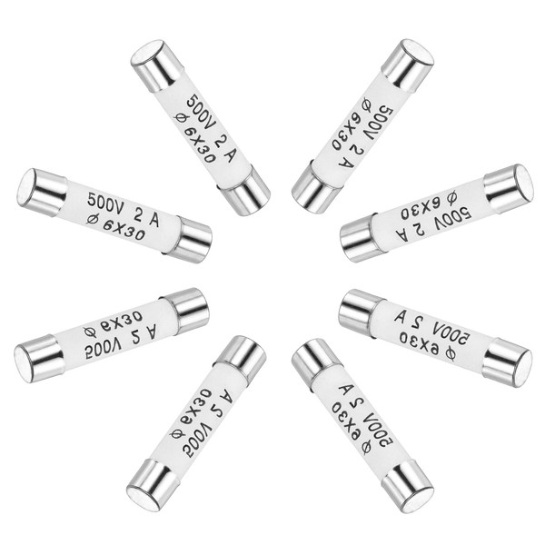 sourcing map Ceramic Cartridge Fuses 2A 500V 6x30mm Ceramic Fuses