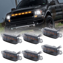 Sidaqi 6LED 18W Amber Car Front Grille Warning Lights Amber Daytime Running Lights DRL Front Bumper Cover Lamp Fit for SUV Fo-rd F-150 Raptor 2014-2020 Waterproof