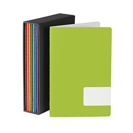 Oxford Mini Journals, 8 Pack of 4" x 6" Notebooks, Includes Charcoal Gray Storage Box, 48 Lined Pages, Stitch Binding, Assorted Colors (89770)