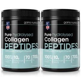 GN Hydrolysed Bovine Collagen Peptides Powder, Unflavoured, Type I and III with 18 Amino Acids, 70 Servings, 700g, Supports Joints, Skin and Hair, 2 Pack