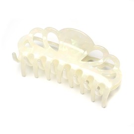 QinGoo Large Hair Clip, Hair Clip, White, Hair Clip, Firmly Rolled, 1 Piece Hair Accessory, Cute, Korean, Women's, 3.9 inches (10 cm) (Gem White)