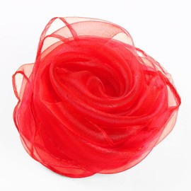 Hopton 10 panni da giocoliere, in chiffon per danza, 60 x 60 cm, colore rosso, salviette colorate per l'asilo, per lo spettacolo dei bambini, sensoriale, giocoleria danza (rosso)