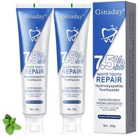 2 Pcs Hydroxyapatite Toothpaste 7.5%, Fluoride-Free Nano Hydroxyapatite Toothpaste for Oral Care & Enamel Repair,Gentle Mint,Fresh Breath.