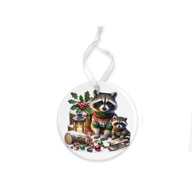 Twisted R Design Christmas Raccoons Woodland Ceramic Ornament Christmas Tree Decoration
