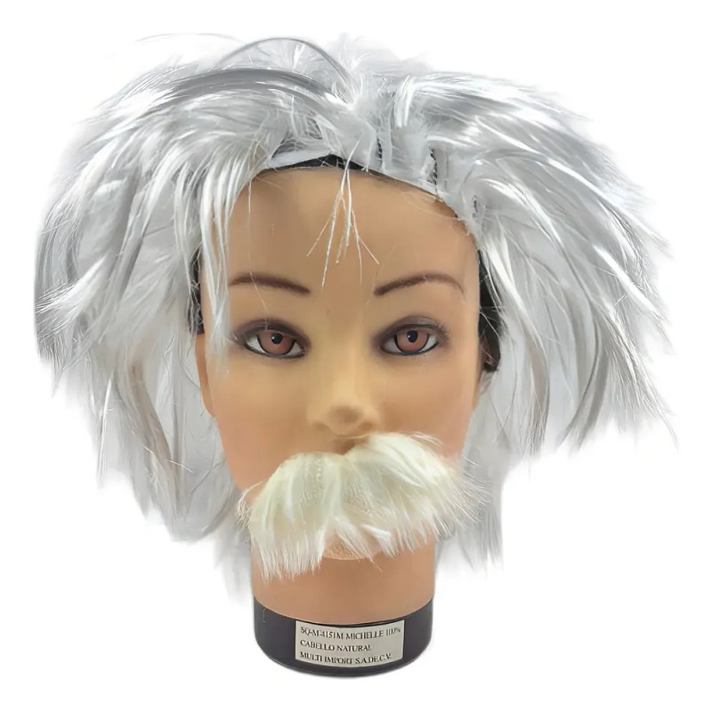 Peluca Para Fiestas De Doctor Con Bigote Color Blanco