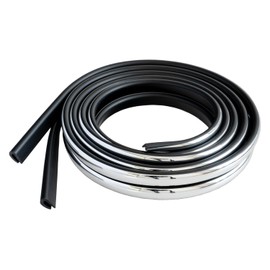 JASPA X317 U-Shaped Door Guard, Mall, Total Length 6.9 ft (1.75 m), Width 0.4 inches (9 mm), Set of 2, Chrome, Made in Japan