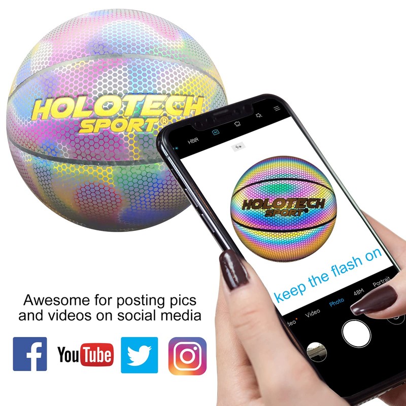 KPASON Balón de baloncesto, holográfico brillante, talla 5