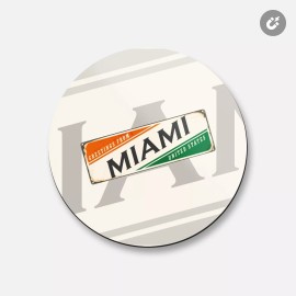 Unbranded Miami Retro Travel Tin Sign | 4'' X 4'' Round Decorative Magnet