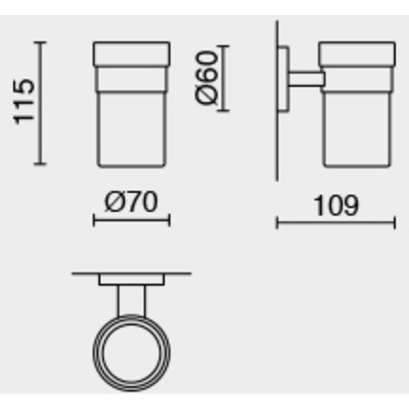 Zack 40098 Scala Wall Mounted Tumbler with Holder with High