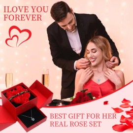 Collar Dije Corazón 925 Plata Y Caja De Regalo De Rosas